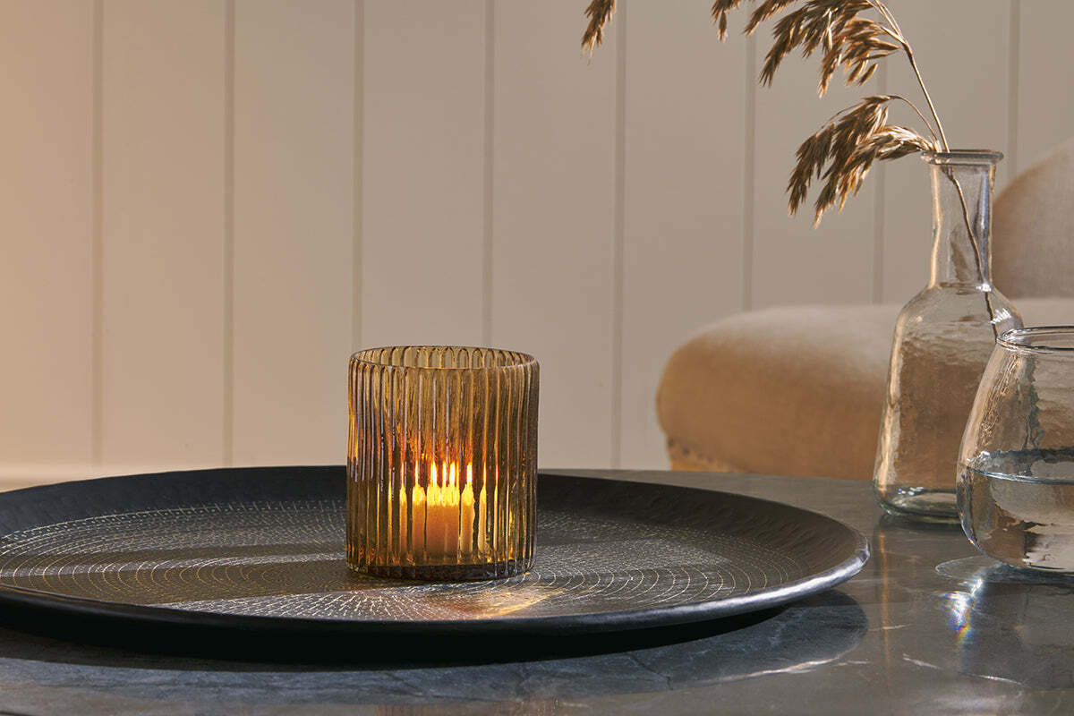 Malana Recycled Glass Candle Holder - Smoke Brown - Image 5