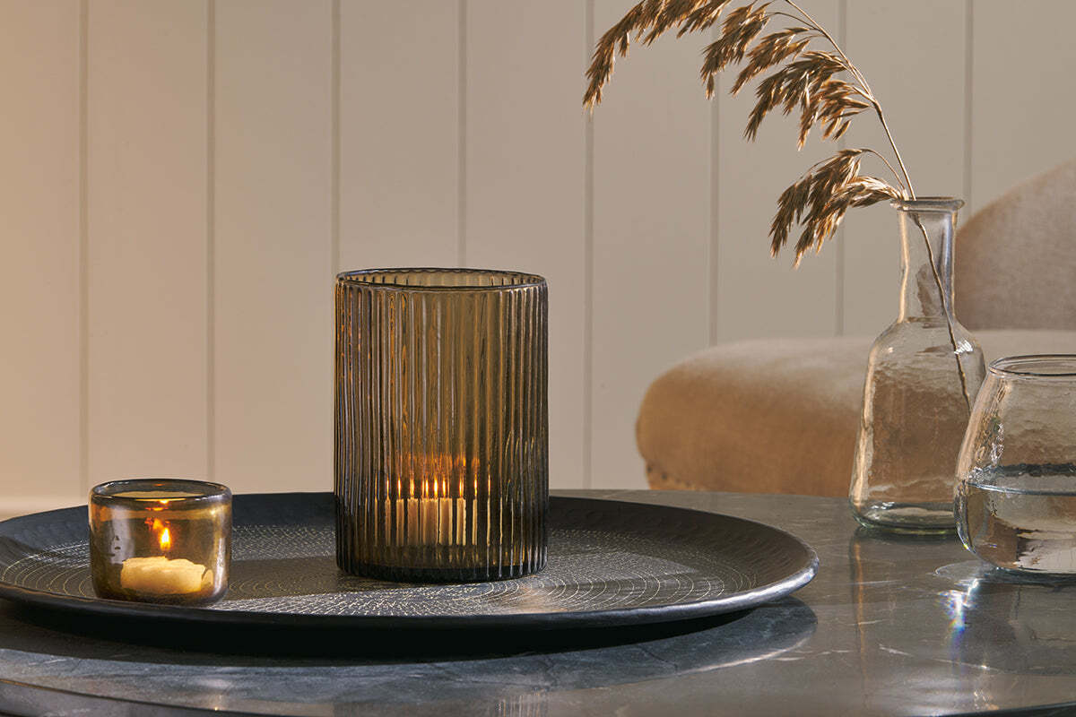 Malana Recycled Glass Candle Holder - Smoke Brown - Image 6