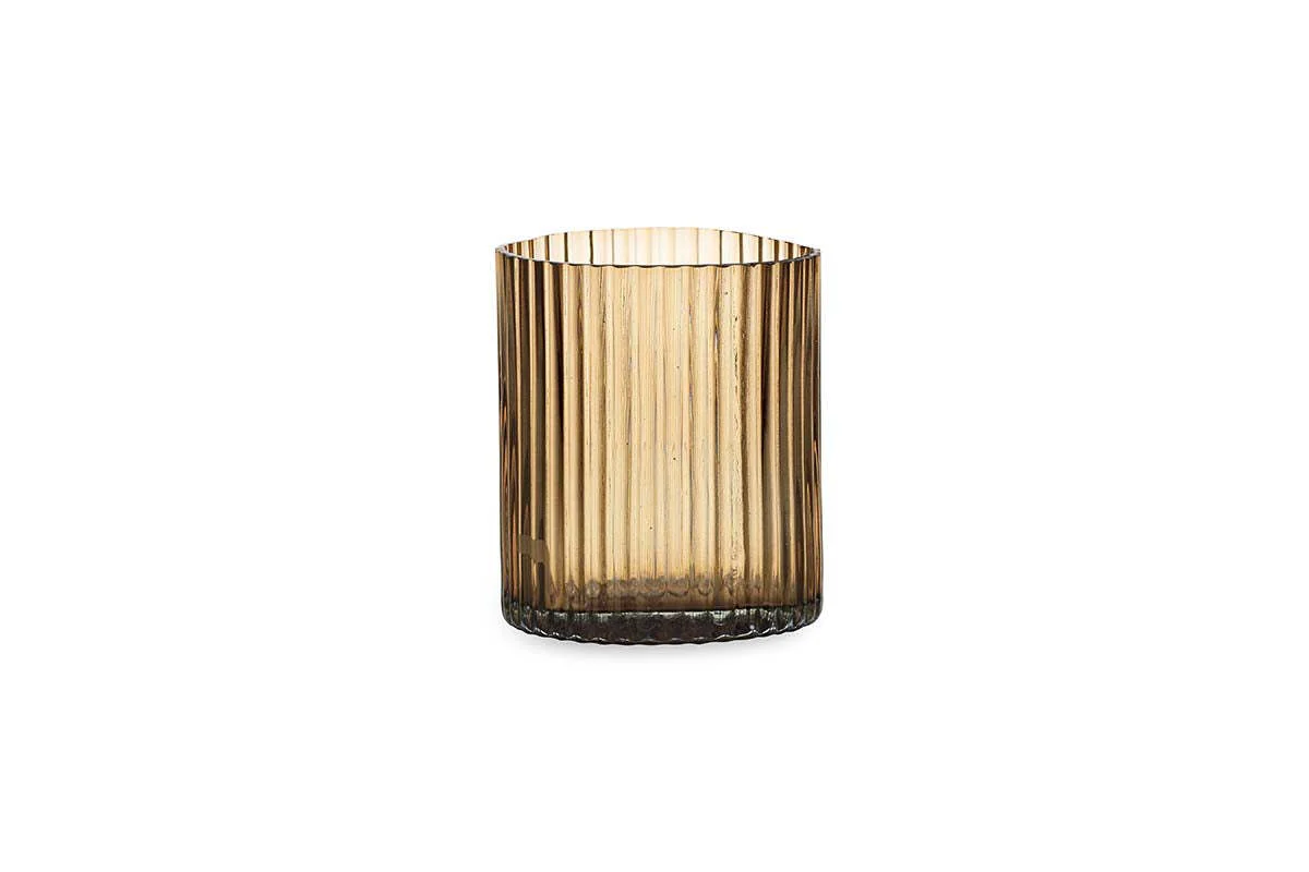 Malana Recycled Glass Candle Holder - Smoke Brown - Image 7