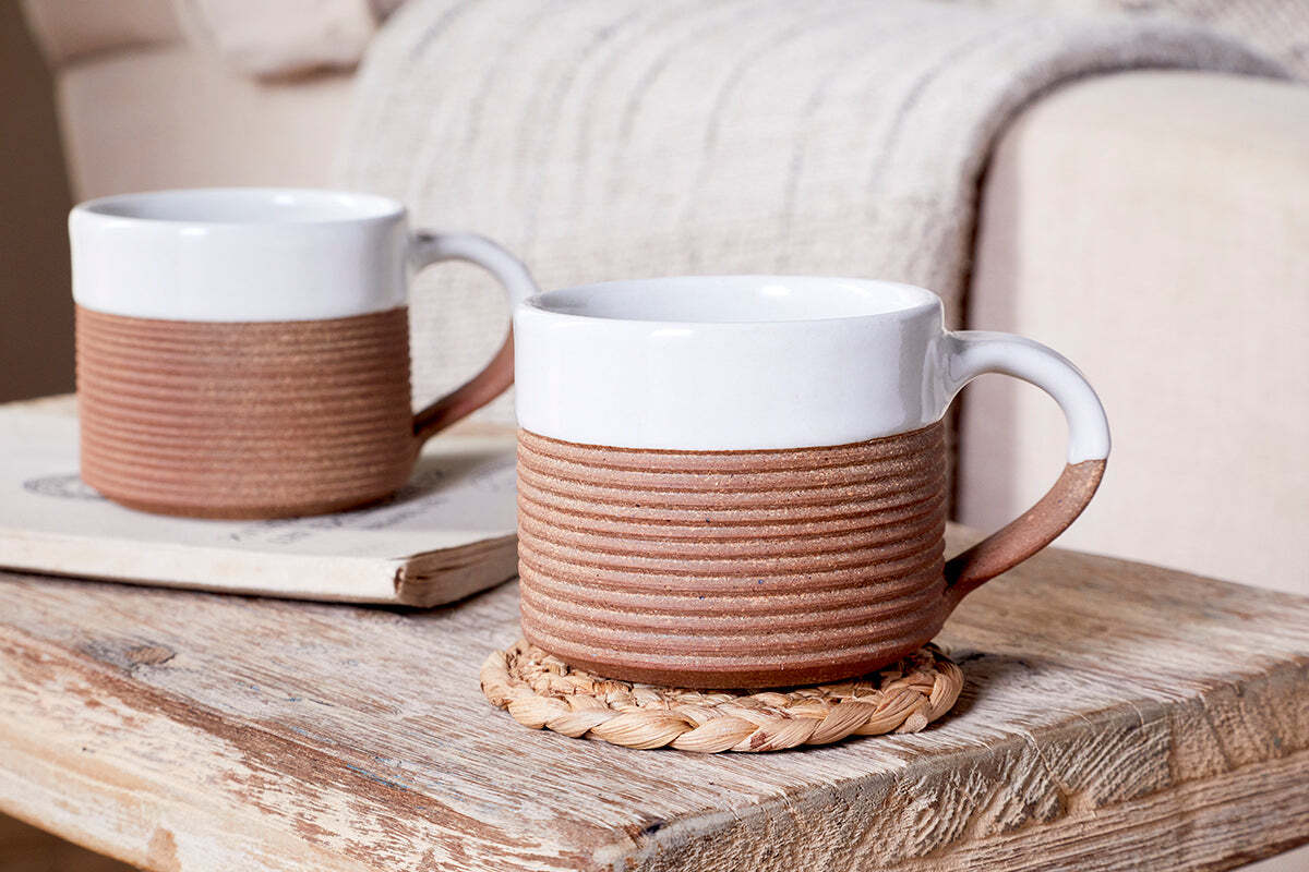 Mali Ribbed Coffee Mug - White (Set of 2) - Image 3