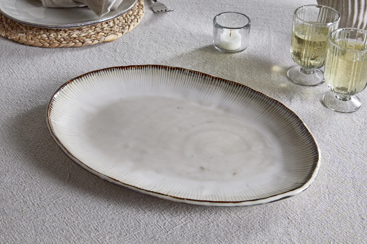 Malia Large Oval Platter - Cream - Image 3