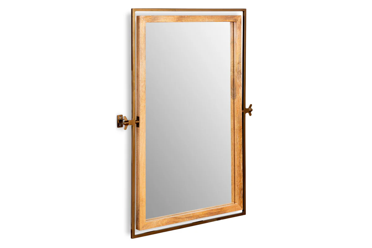 Mar Swivel Wall Mirror - Antique Brass & Natural - Image 6