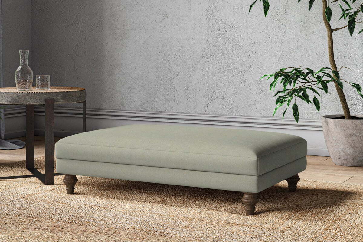 Marri Large Footstool - Recycled Cotton Seaspray - Image 2