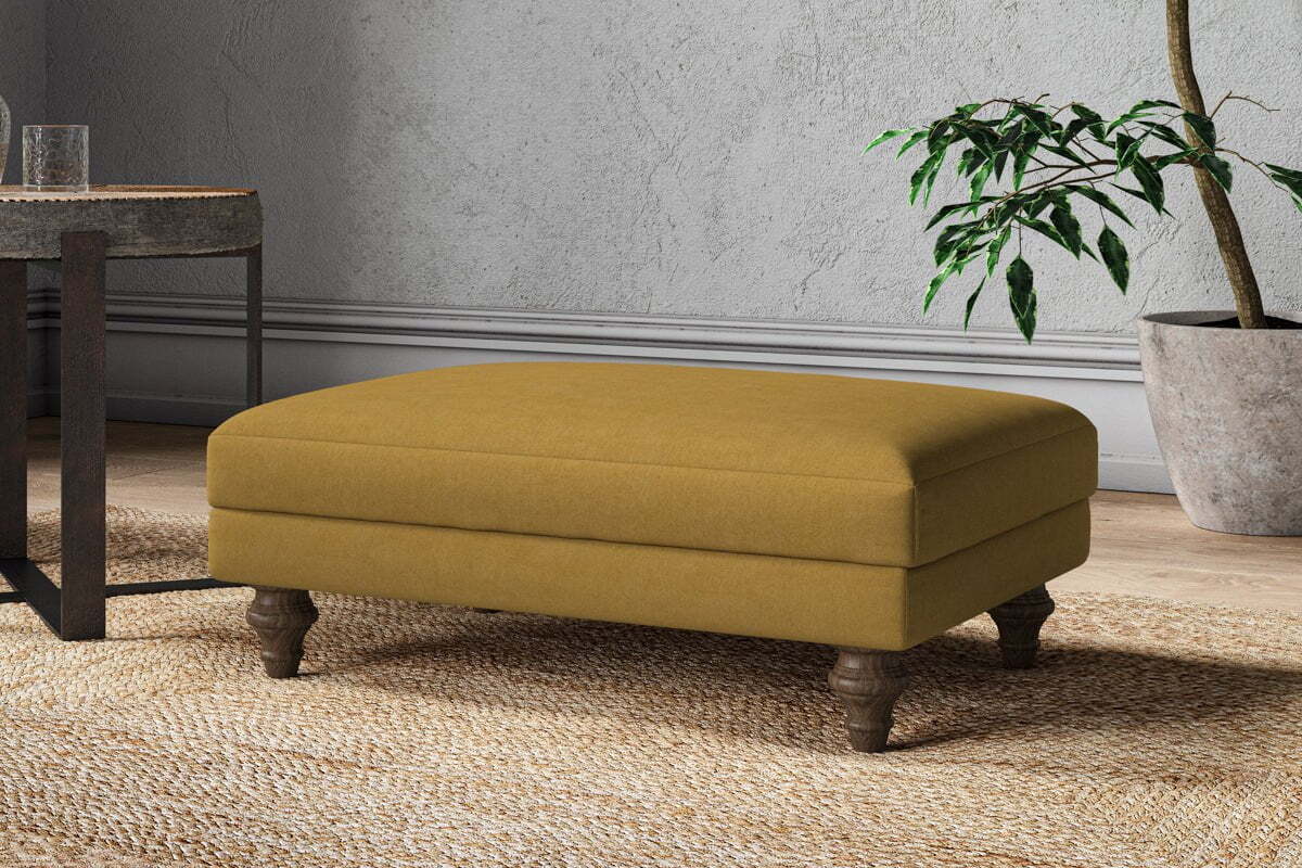 Marri Medium Footstool - Recycled Cotton Ochre - Image 2
