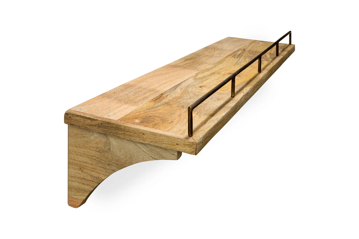 Meera Mango Wood & Iron Gallery Shelf - Natural - Image 14