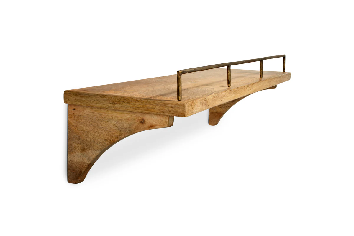 Meera Mango Wood & Iron Gallery Shelf - Natural - Image 15