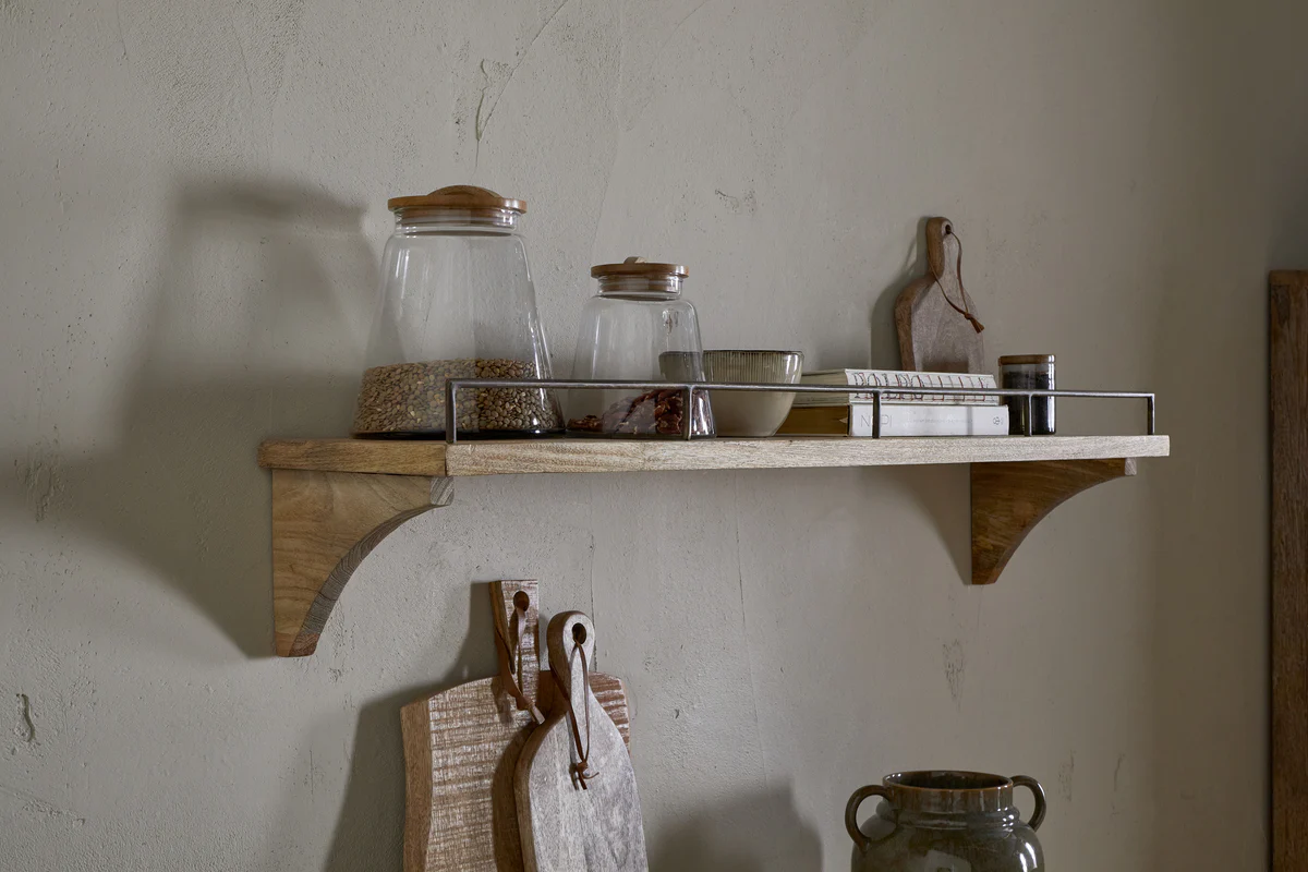 Meera Mango Wood & Iron Gallery Shelf - Natural - Image 8