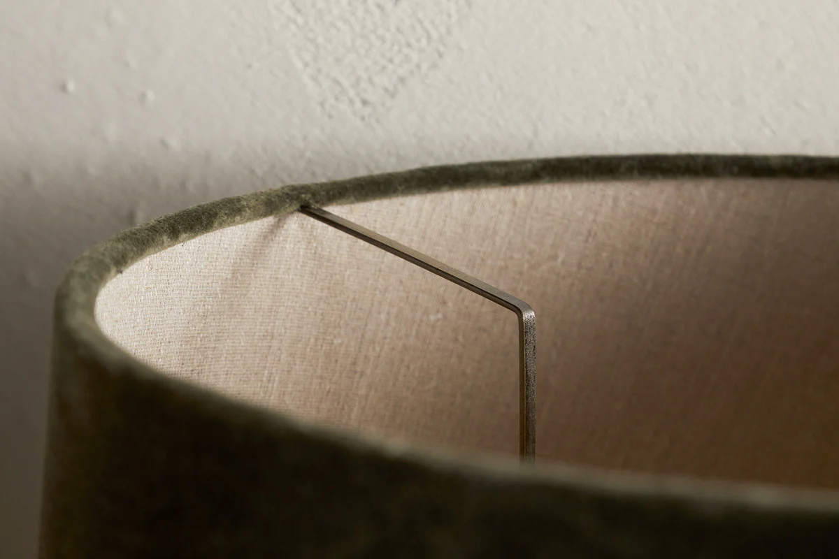 Mendai Velvet & Linen Lampshade - Moss Green - Image 6