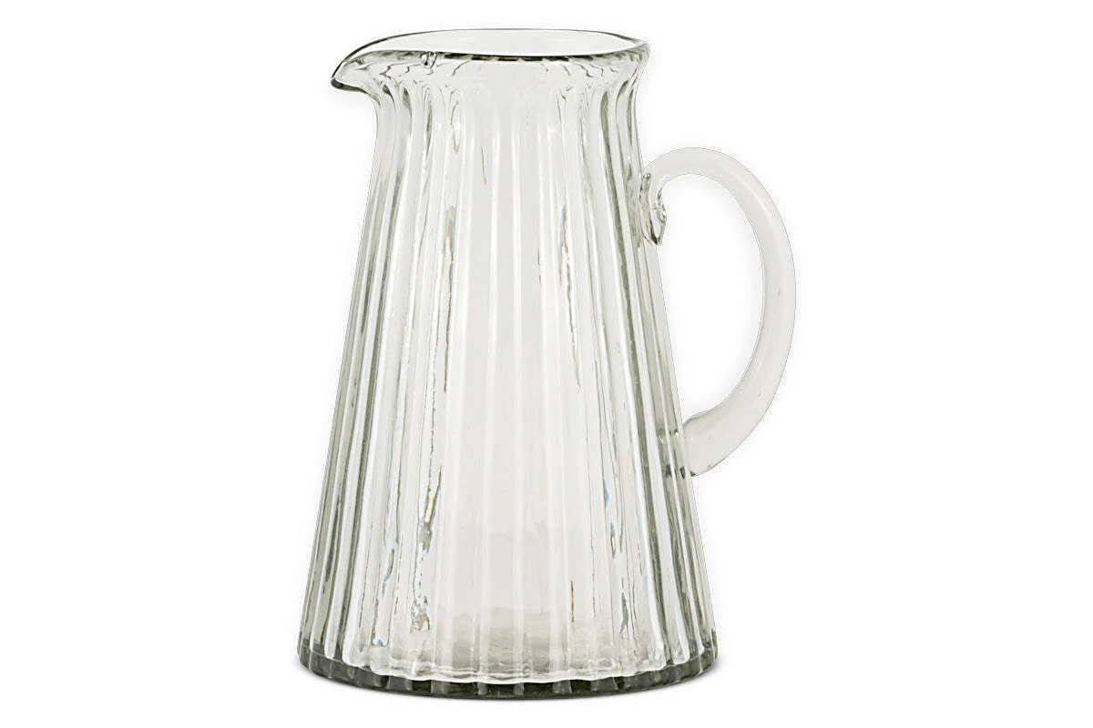 Minati Ribbed Glass Jug - Clear - Image 8