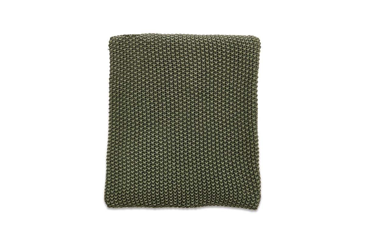 Moss Stitch Cotton Throw - Forest Green - Image 2
