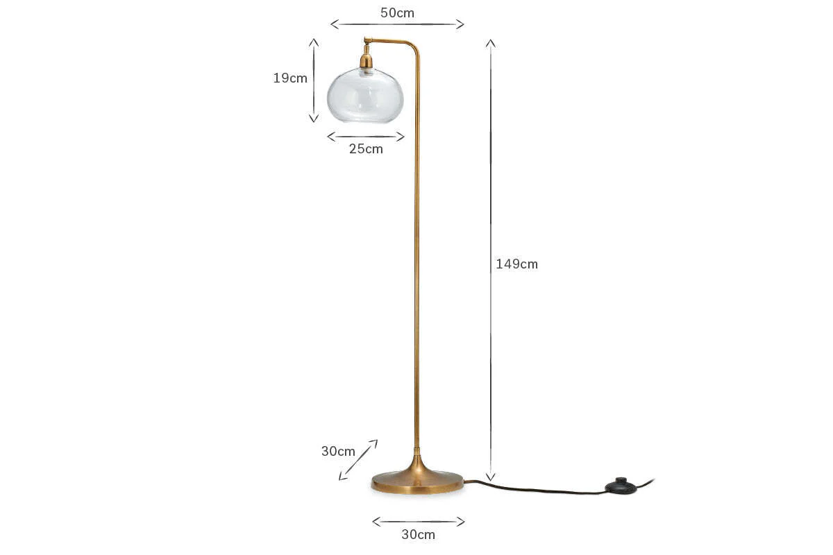 Mulia Recycled Glass Floor Lamp - Antique Brass - Image 4