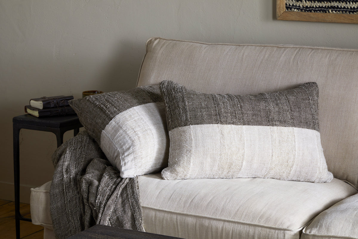 Munir Linen Cushion Cover - Charcoal - Image 2