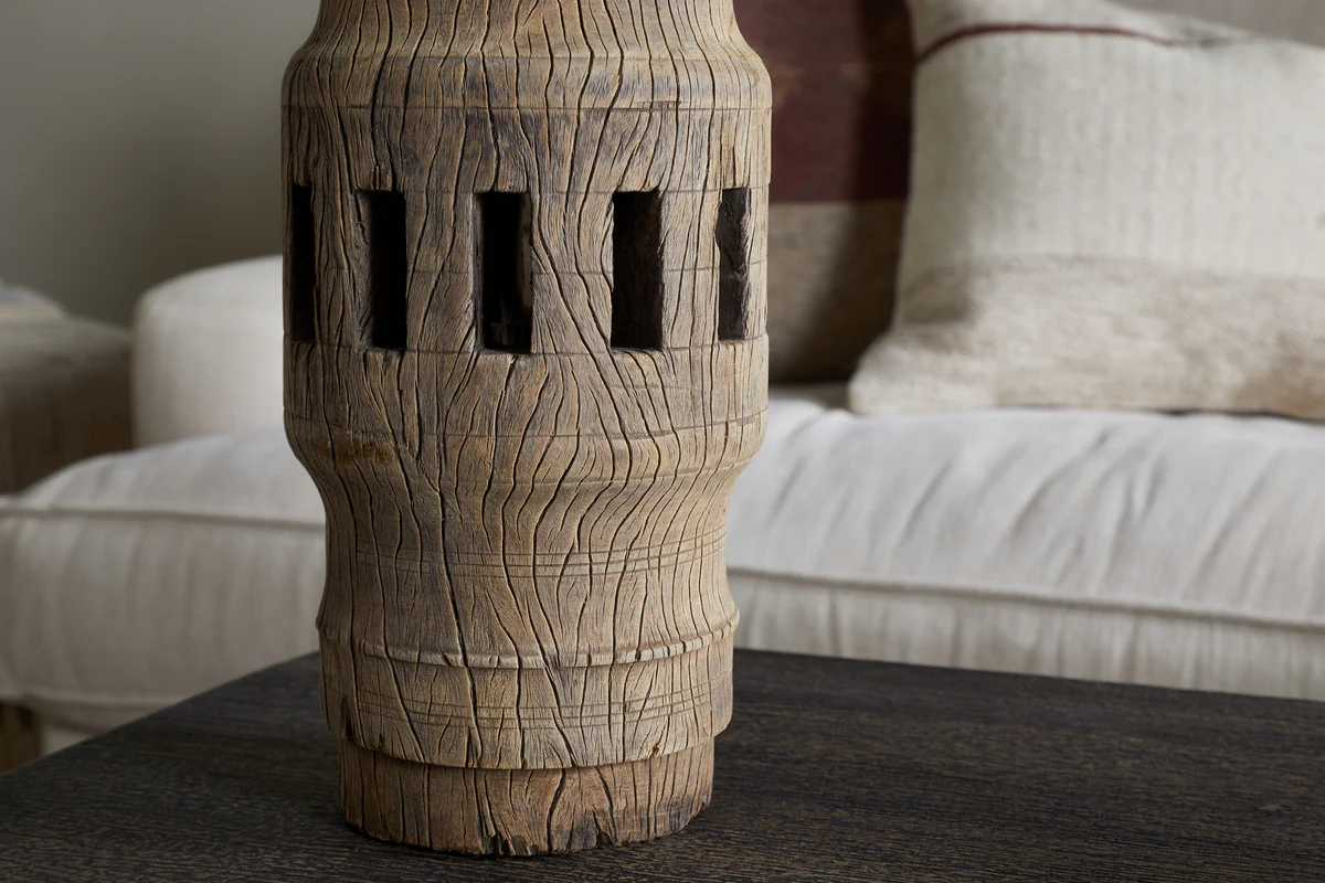 Mvua Reclaimed Wood Pillar Candle Holder - Natural - Image 3