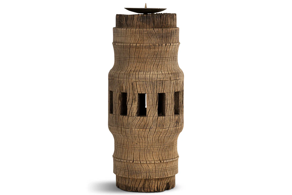 Mvua Reclaimed Wood Pillar Candle Holder - Natural - Image 5