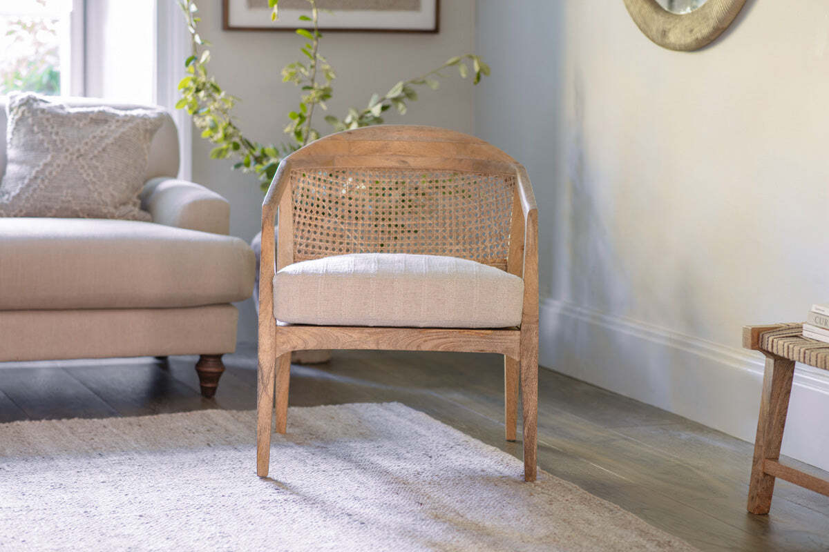Nabhi Mango Wood & Cane Occasional Chair - Natural - Image 2