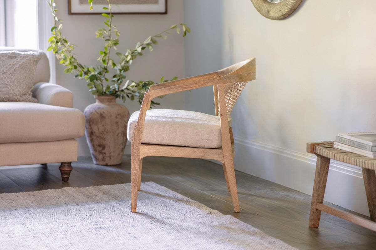 Nabhi Mango Wood & Cane Occasional Chair - Natural - Image 3