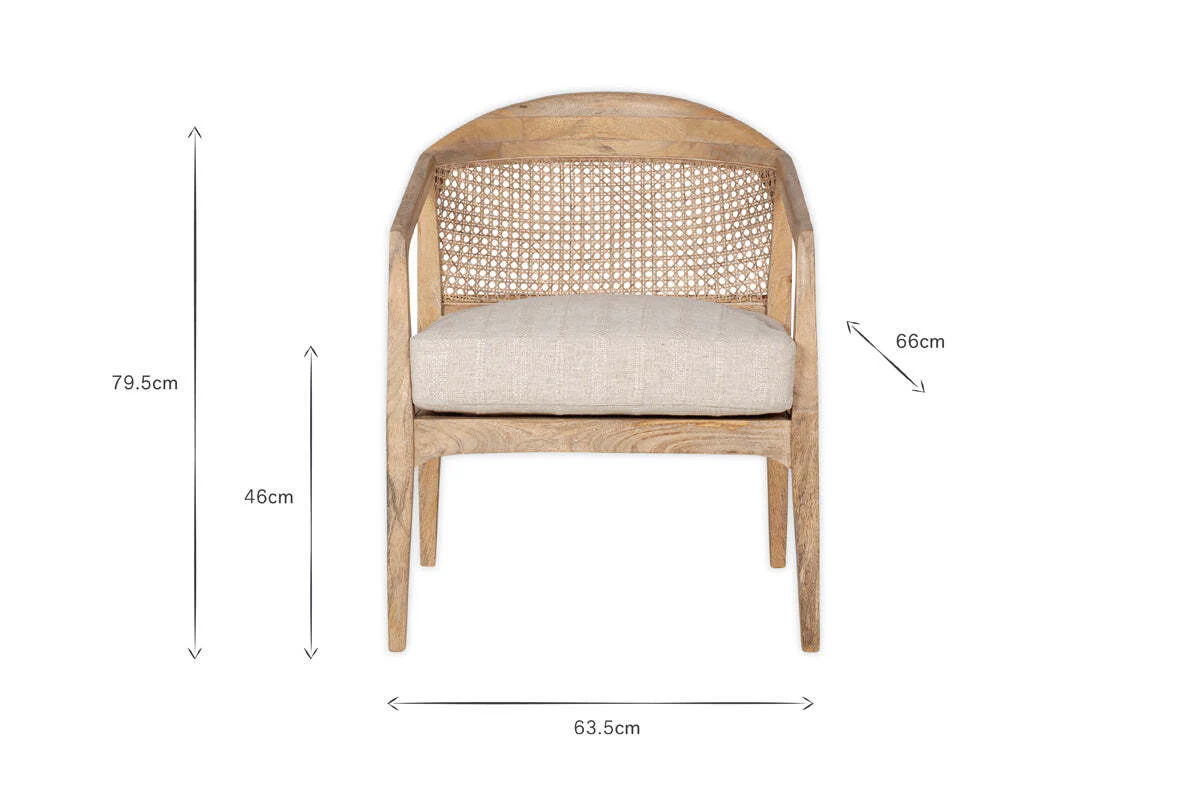Nabhi Mango Wood & Cane Occasional Chair - Natural - Image 7