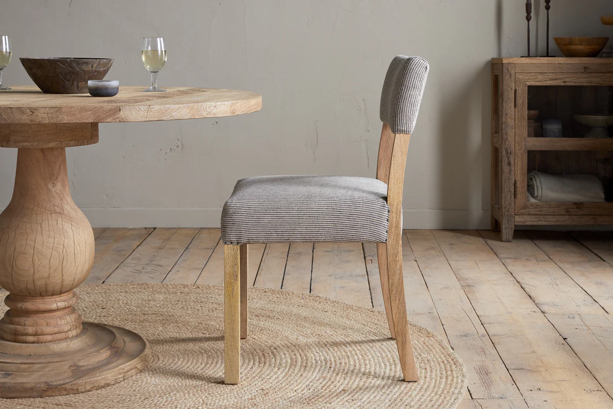 Nadeeka Linen Upholstered Dining Chair - Soft Grey - Image 3