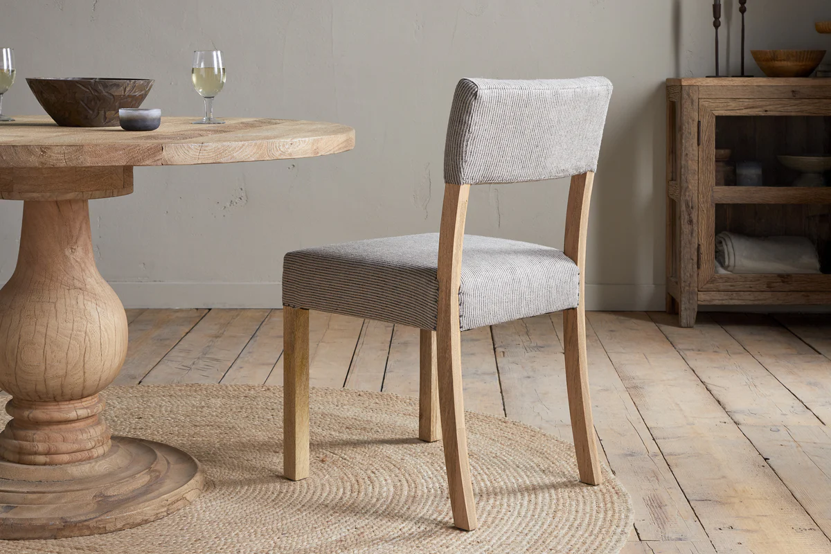 Nadeeka Linen Upholstered Dining Chair - Soft Grey - Image 4