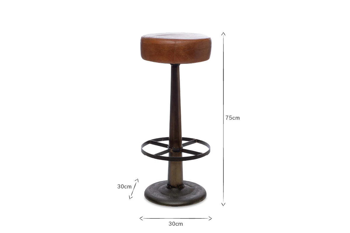 Narwana Leather Round Stool - Aged Tan - Image 5