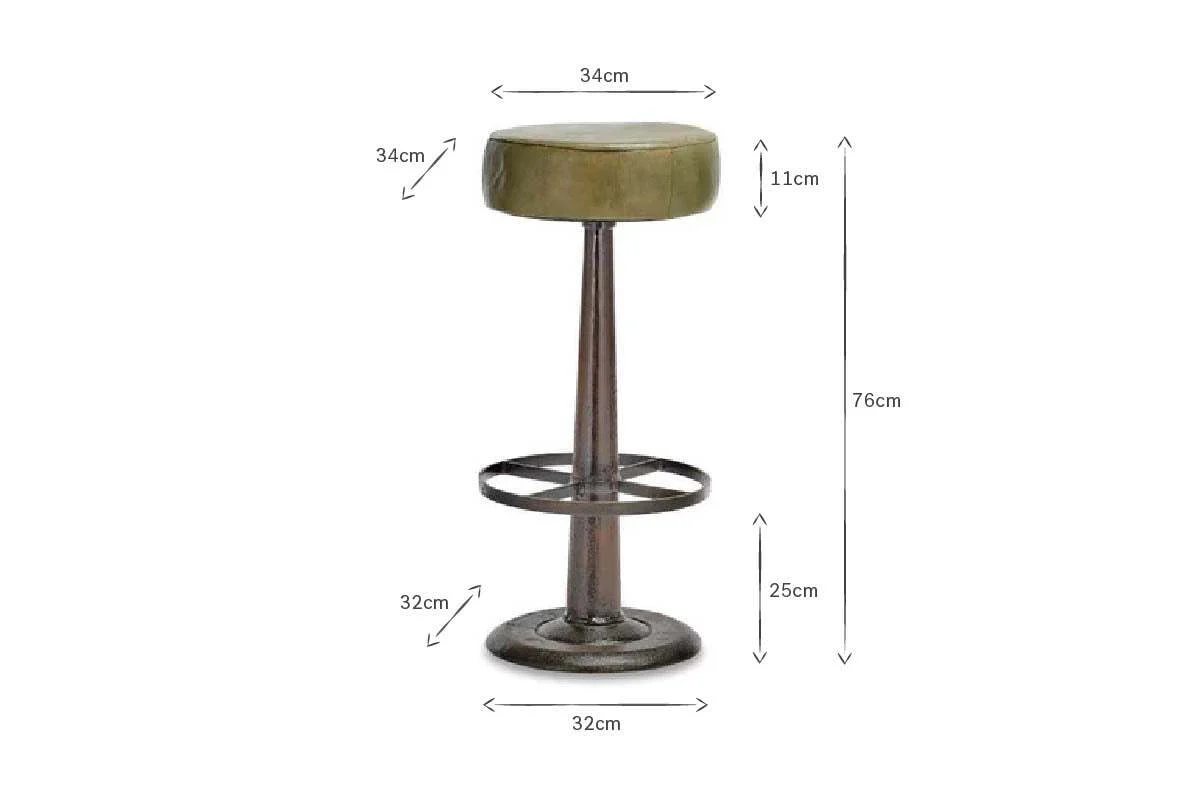 Narwana Leather Round Stool - Rich Green - Image 5