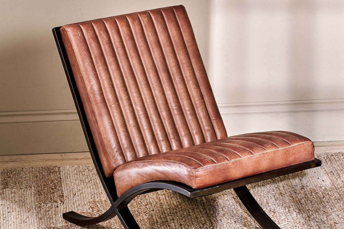 Narwana Ribbed Leather Lounger - Aged Tan - Image 3