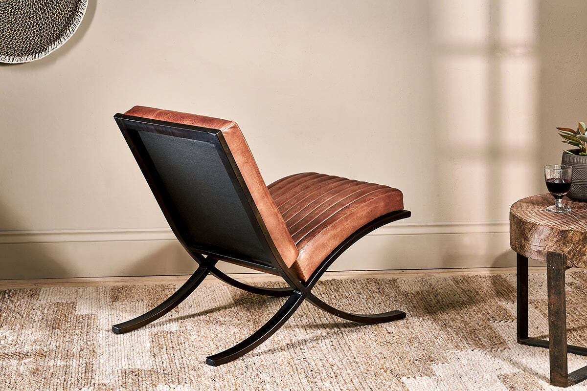 Narwana Ribbed Leather Lounger - Aged Tan - Image 6