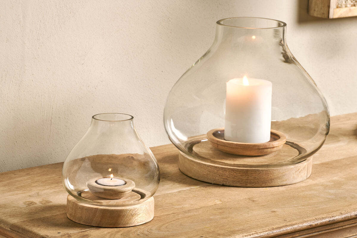 Naryla Mango Wood Lantern - Natural - Image 3