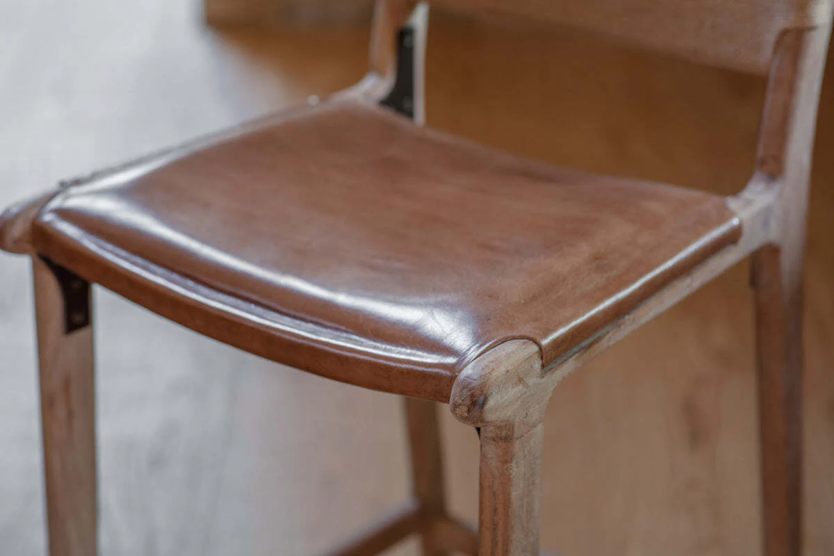 Nayan Leather & Jute Counter Chair - Tan - Image 6