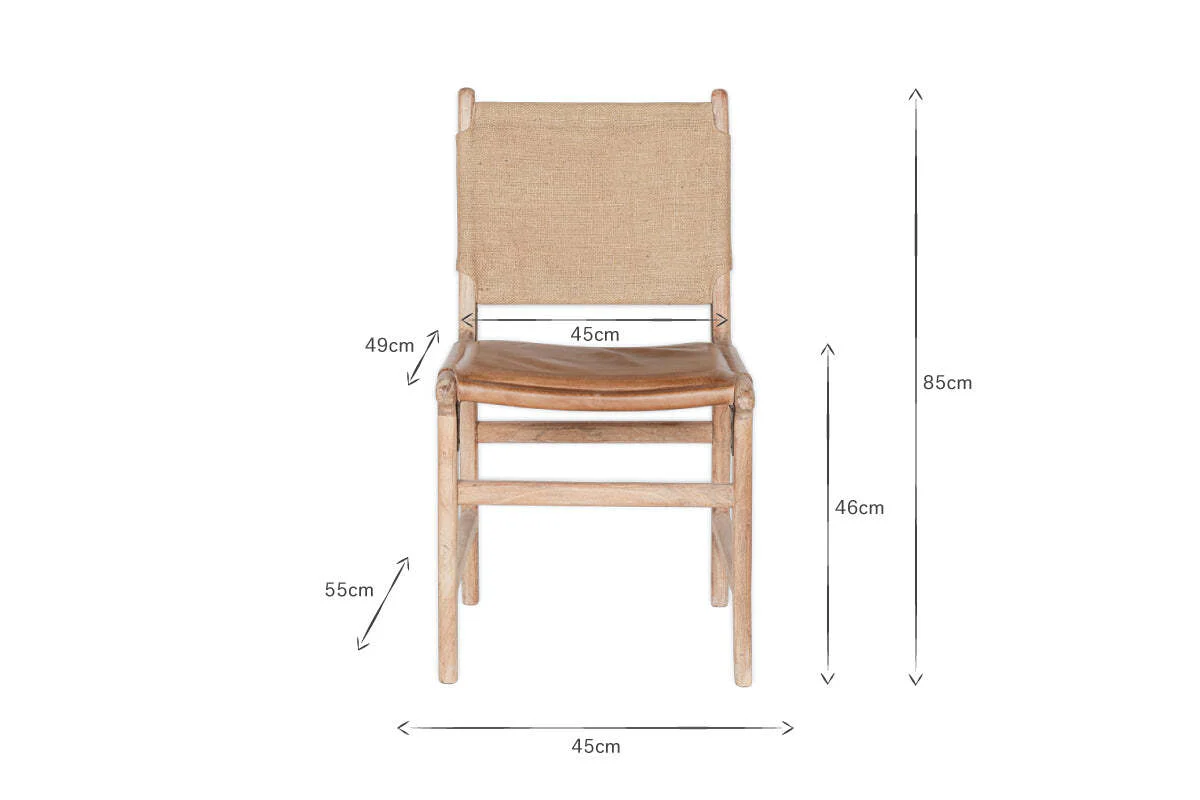 Nayan Leather & Jute Dining Chair - Tan - Image 6