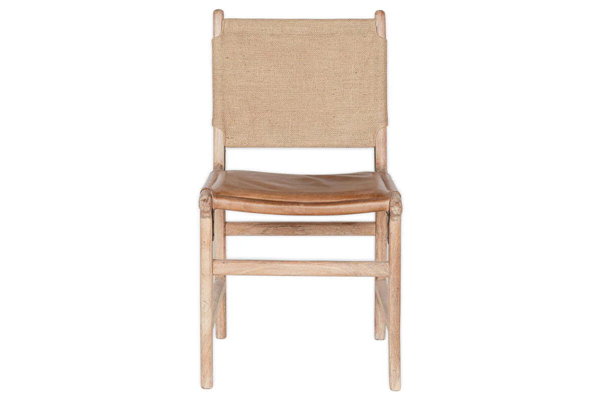 Nayan Leather & Jute Dining Chair - Tan - Image 7
