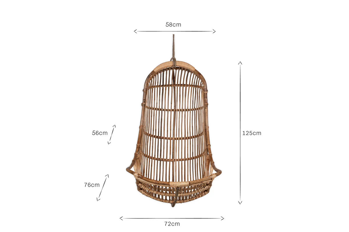 Nesari Rattan Hanging Chair - Natural - Image 7