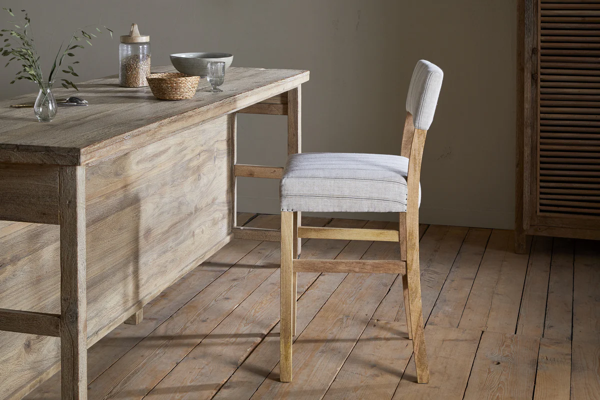 Nidhi Linen Upholstered Counter Chair - Natural - Image 4
