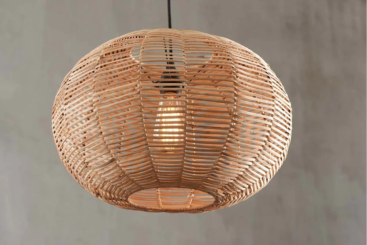 Noko Wicker Round Pendant - Natural - Small - Image 2