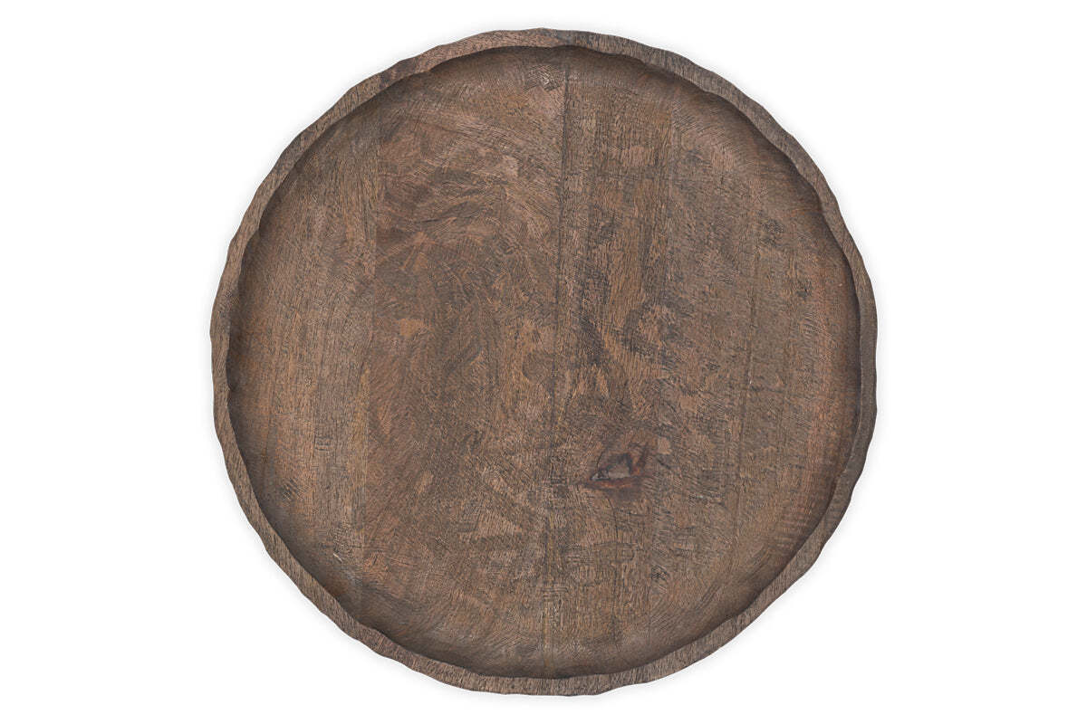 Nyati Mango Wood Etched Round Tray - Dark - Image 6