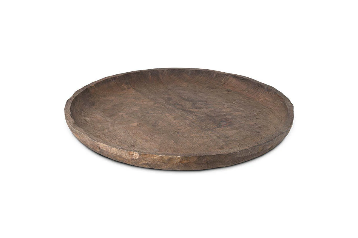 Nyati Mango Wood Etched Round Tray - Dark - Image 7