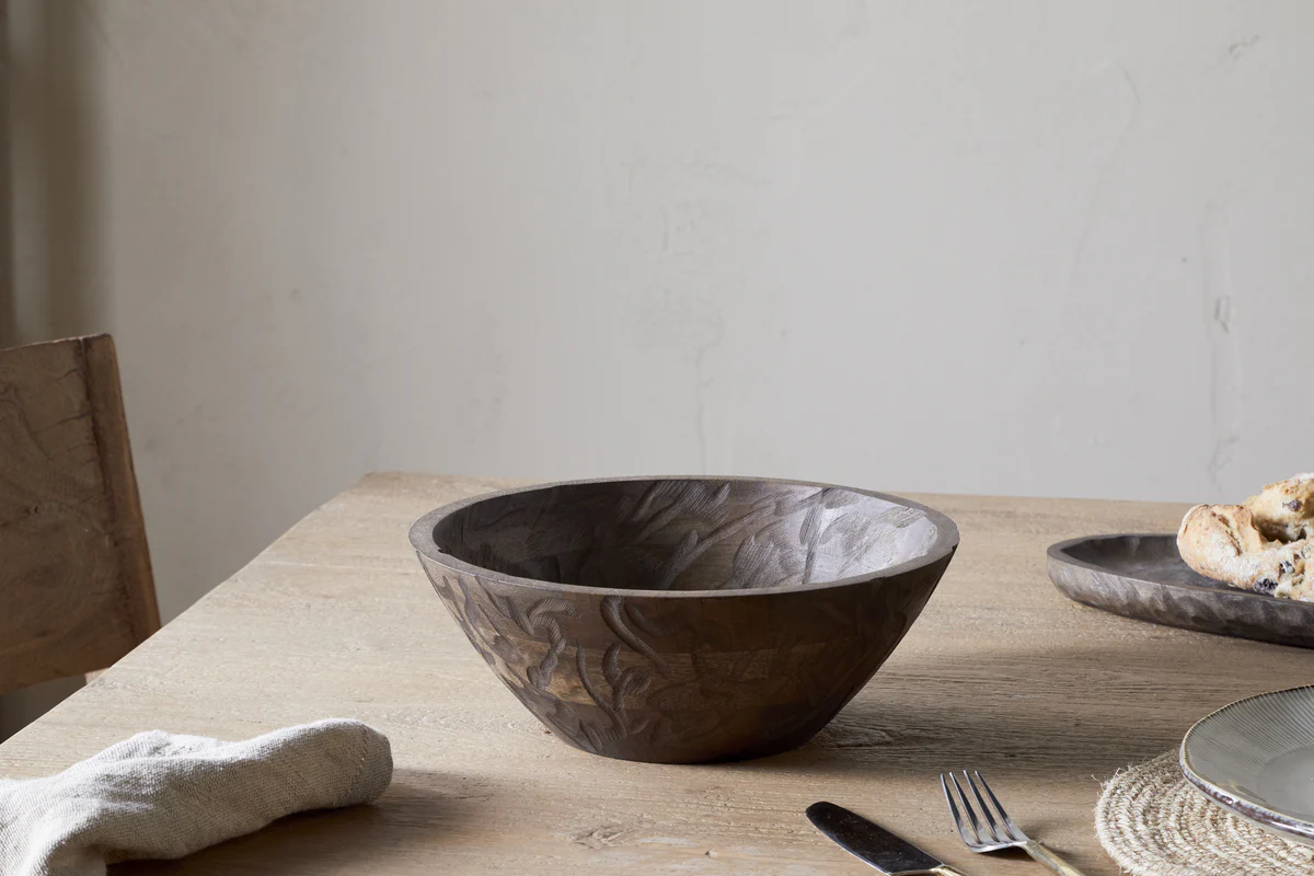 Nyati Wooden Serving Bowl - Dark Brown - Small - Image 3