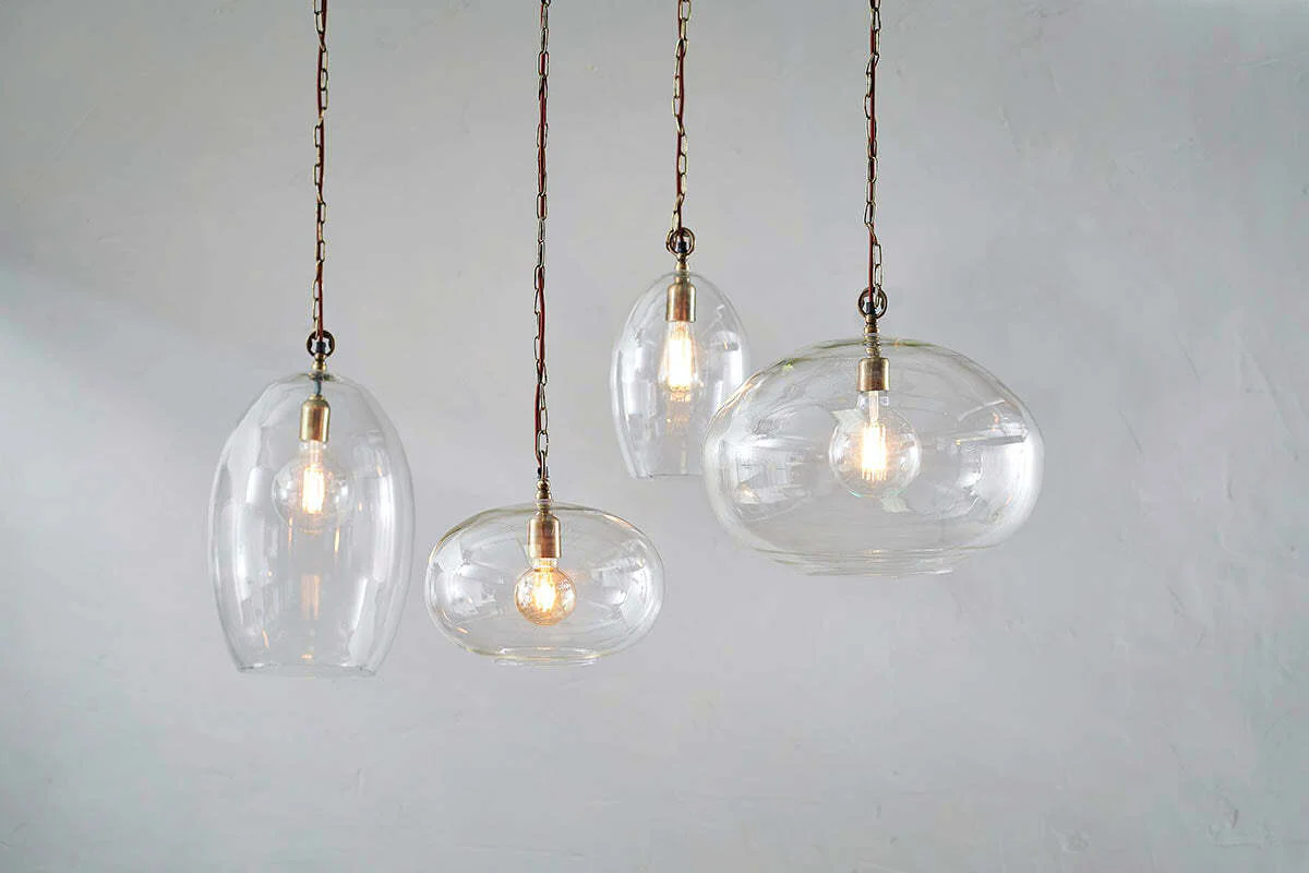 Otoro Recycled Glass Pendant - Clear - Large Oval - Image 3