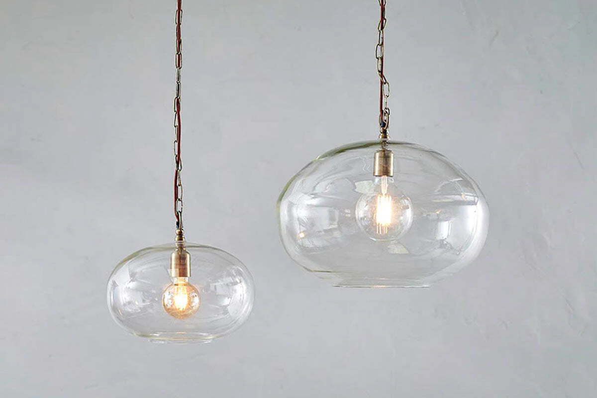 Otoro Recycled Glass Pendant - Clear - Large Round - Image 2
