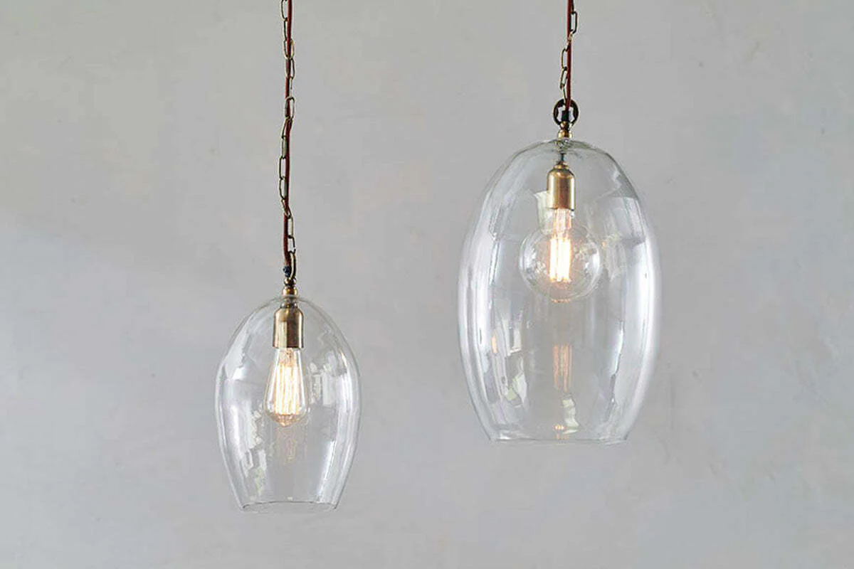 Otoro Recycled Glass Pendant - Clear - Small Oval - Image 2