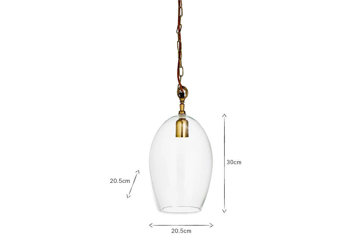 Otoro Recycled Glass Pendant - Clear - Small Oval - Image 4