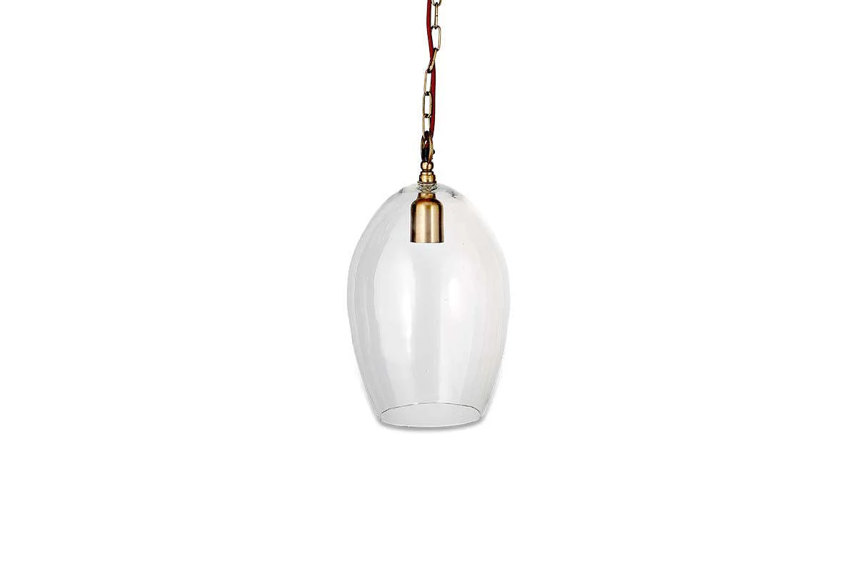 Otoro Recycled Glass Pendant - Clear - Small Oval - Image 5