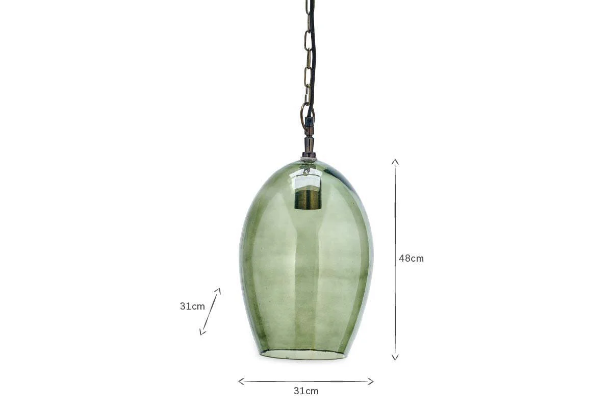 Otoro Recycled Glass Pendant - Green - Large Oval - Image 4