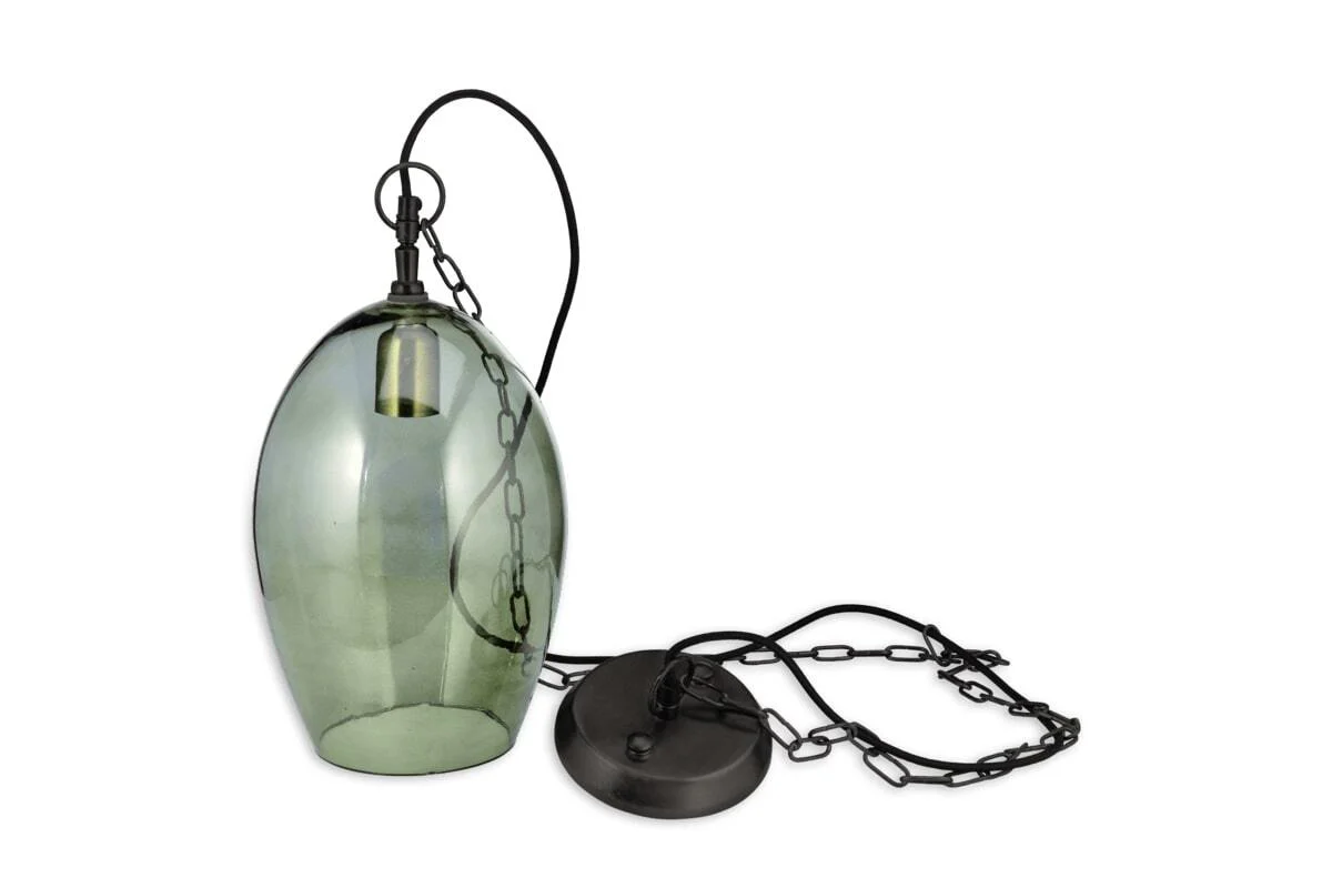Otoro Recycled Glass Pendant - Green - Large Oval - Image 6