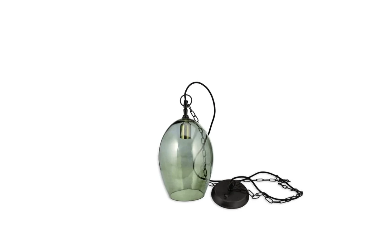 Otoro Recycled Glass Pendant - Green - Small Oval - Image 6