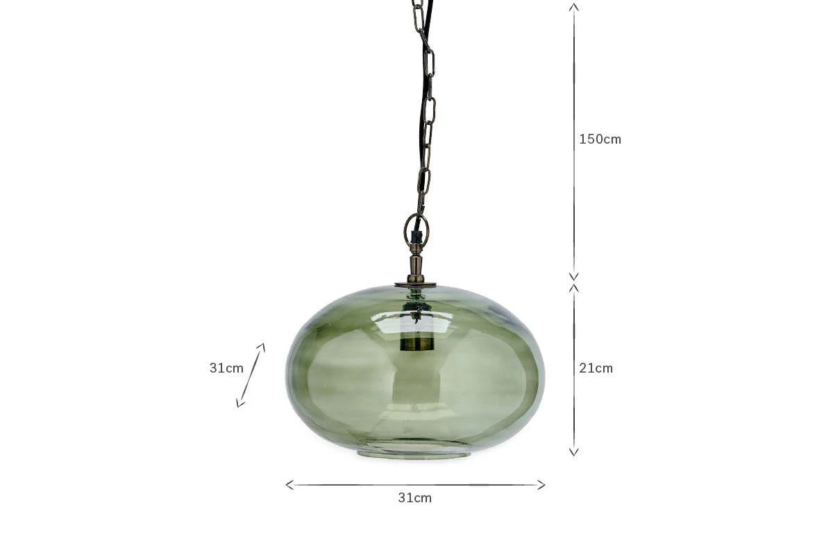 Otoro Recycled Glass Pendant - Green - Small Round - Image 4