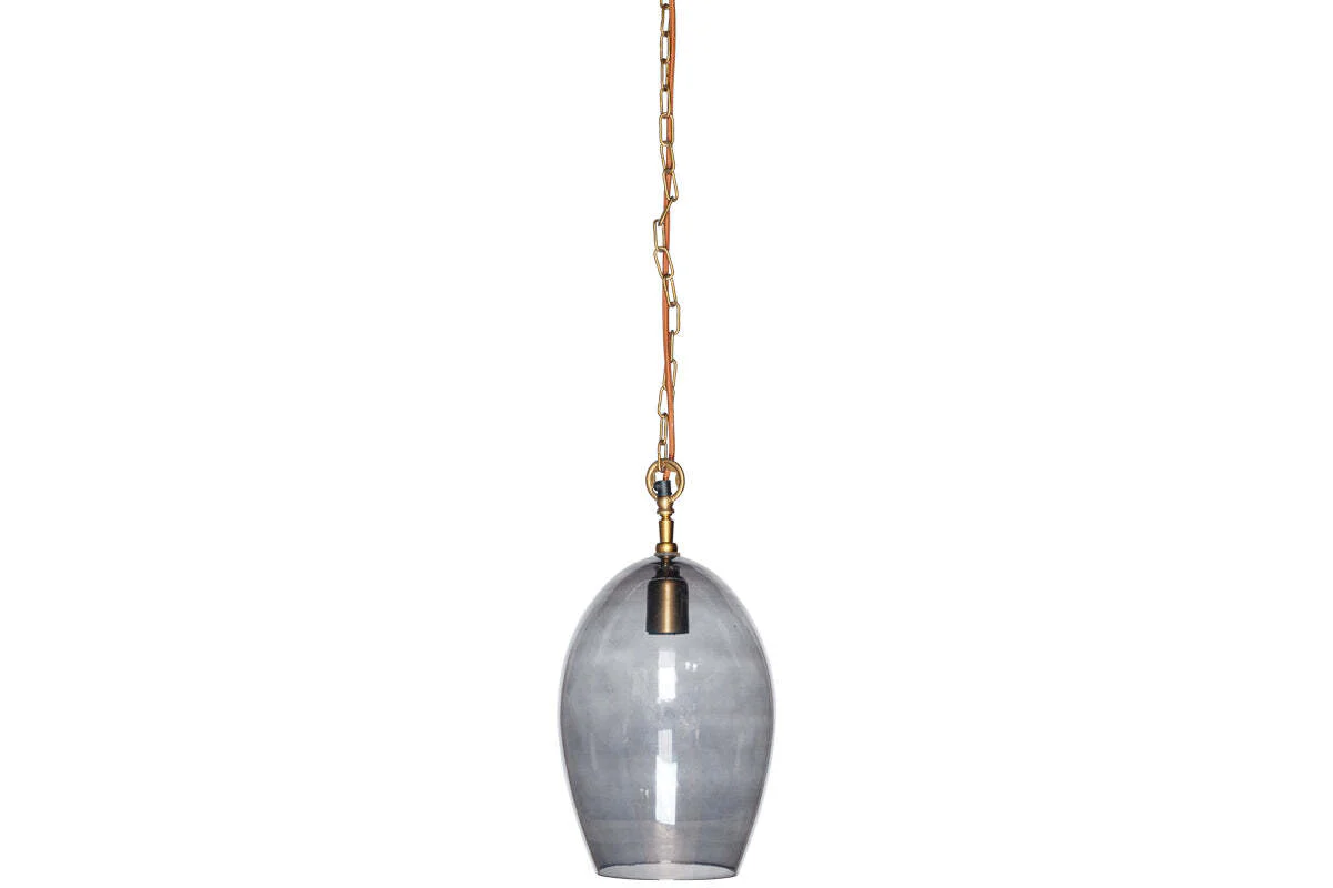 Otoro Recycled Glass Pendant - Smoke - Small Oval - Image 6