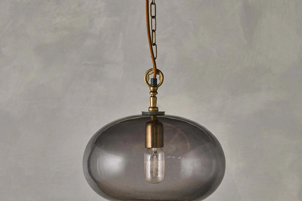 Otoro Recycled Glass Pendant - Smoke - Small Round - Image 4