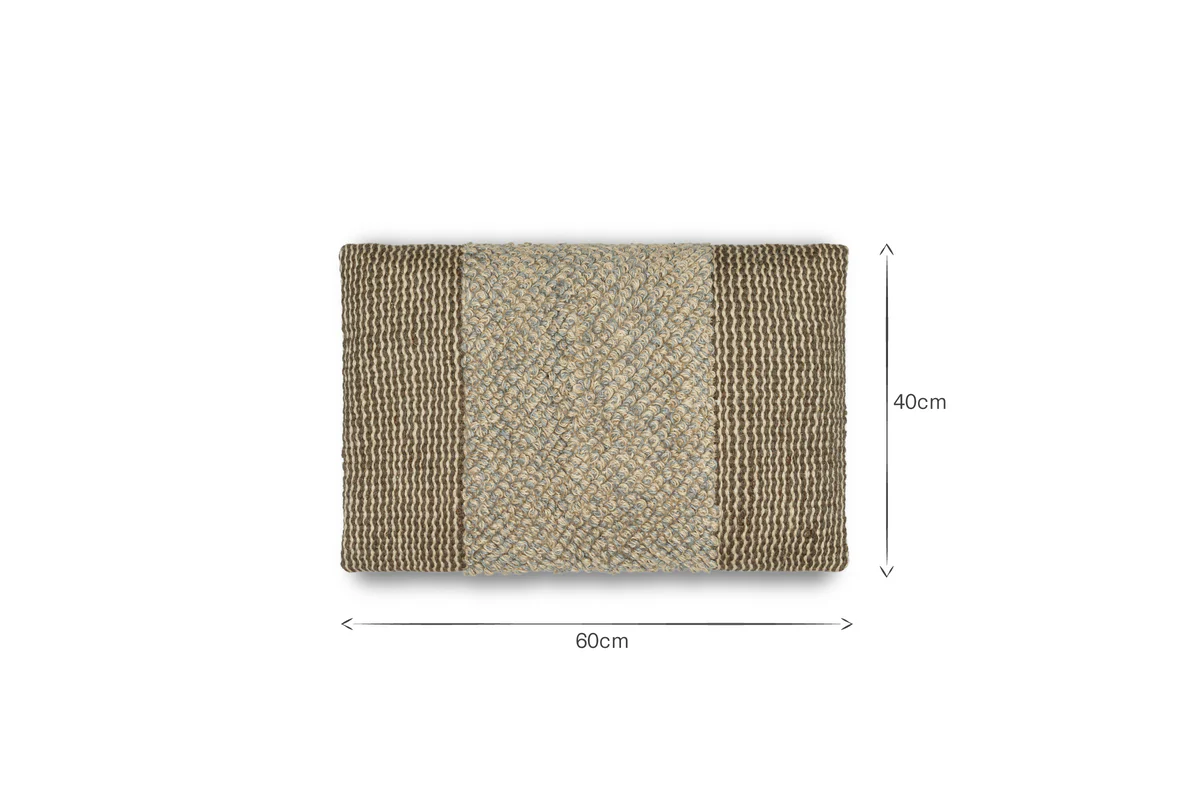 Paduna Jute & Cotton Cushion Cover - Soft Blue & Brown - Image 6