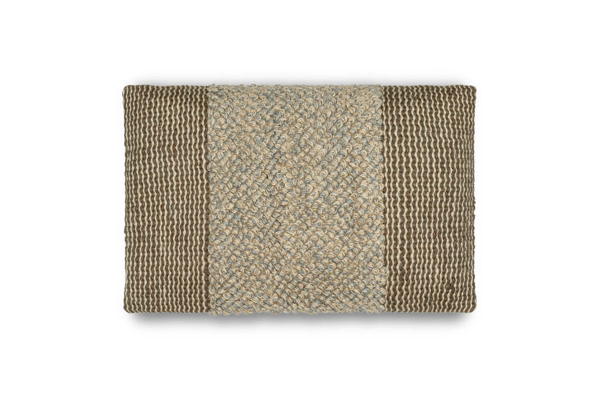 Paduna Jute & Cotton Cushion Cover - Soft Blue & Brown - Image 8
